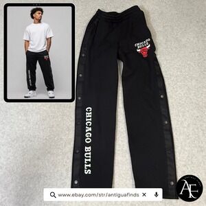 NBA Ultra Game Chicago Bulls Black Button Track Pants Mens XS Warm Up Joggers